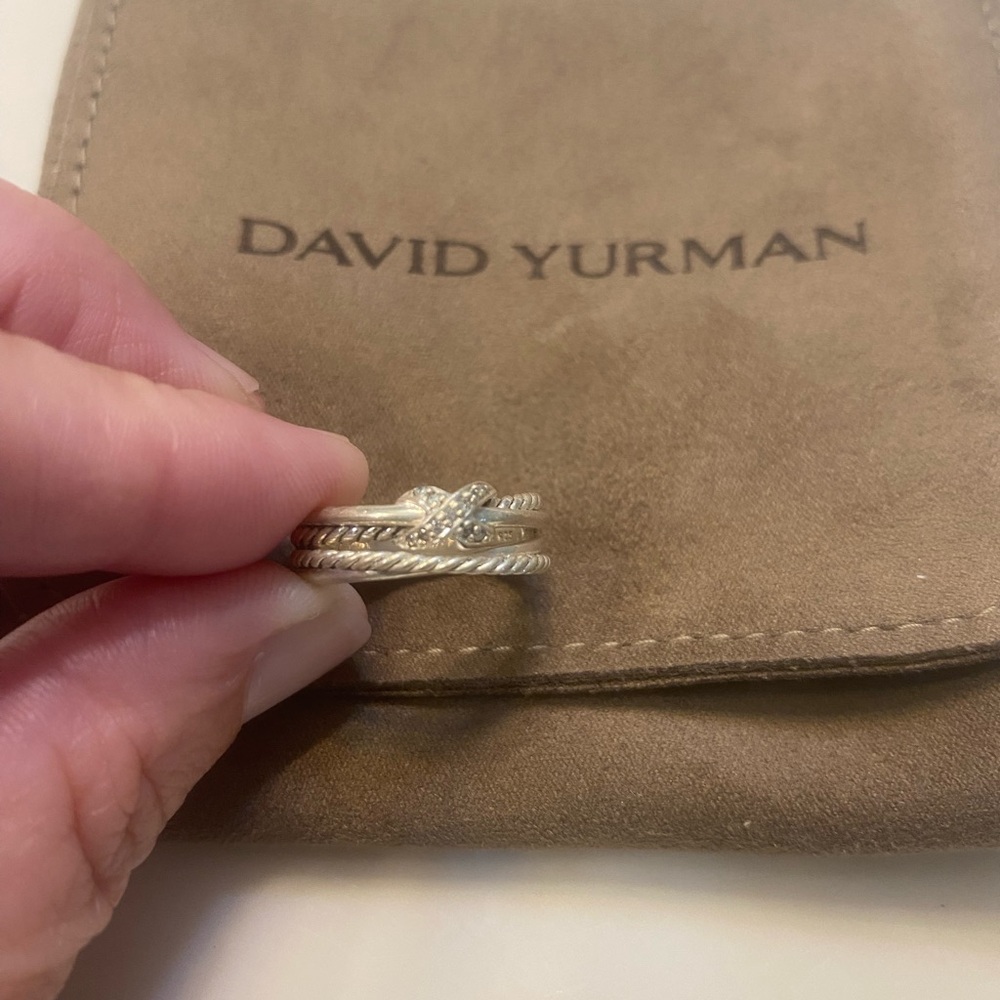 David Yurman Silver and Diamond Twisted Ring